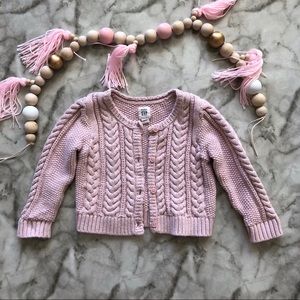 Baby Gap pink cable knit cardigan 12-18 months